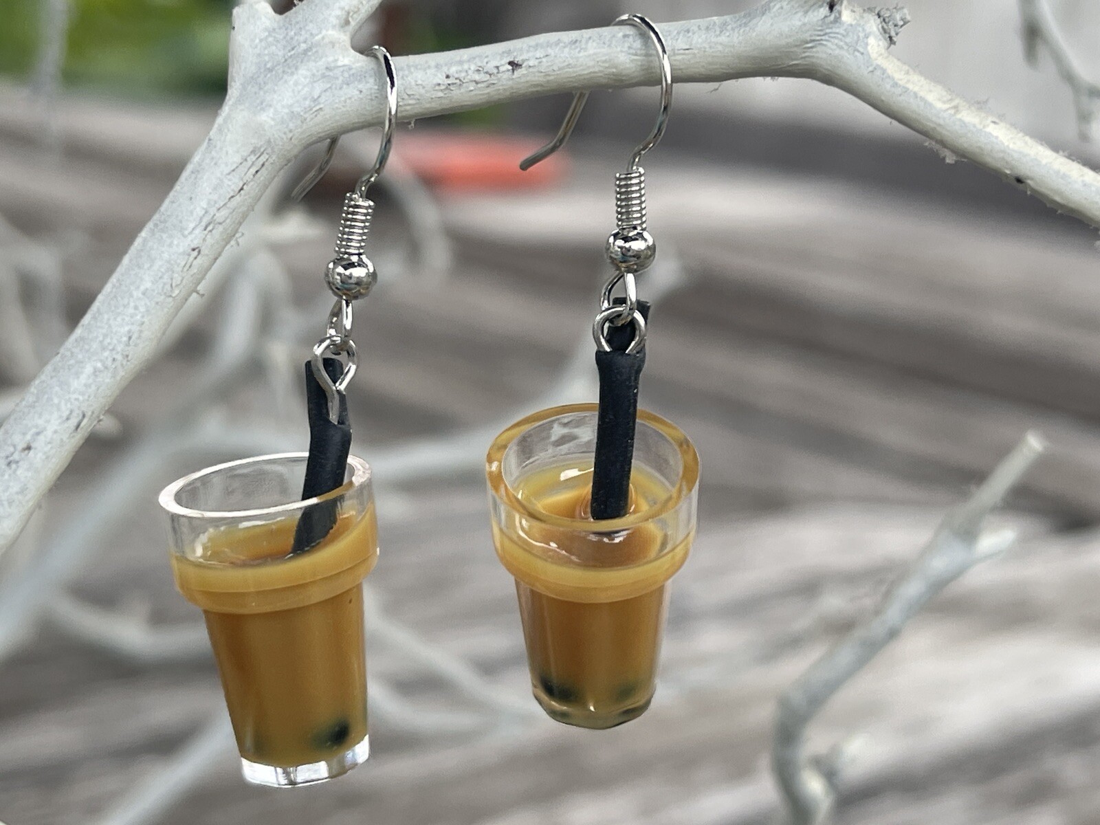 Mini chi Boba Tea dangle Earrings