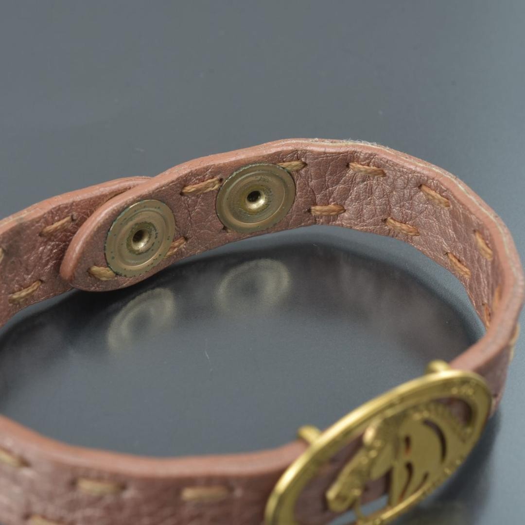 Excellent Fendi Celeria Leather Bracelet Pink Horse Charm with Can Case