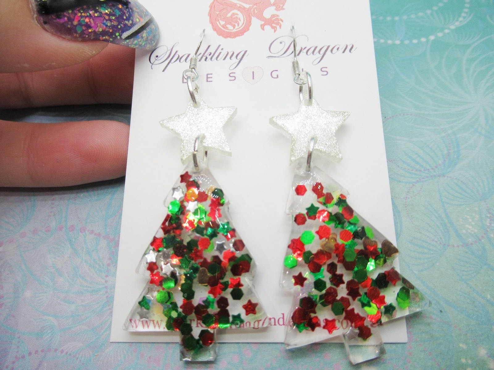 Christmas tree earrings sparkly and fun sterling silver hooks