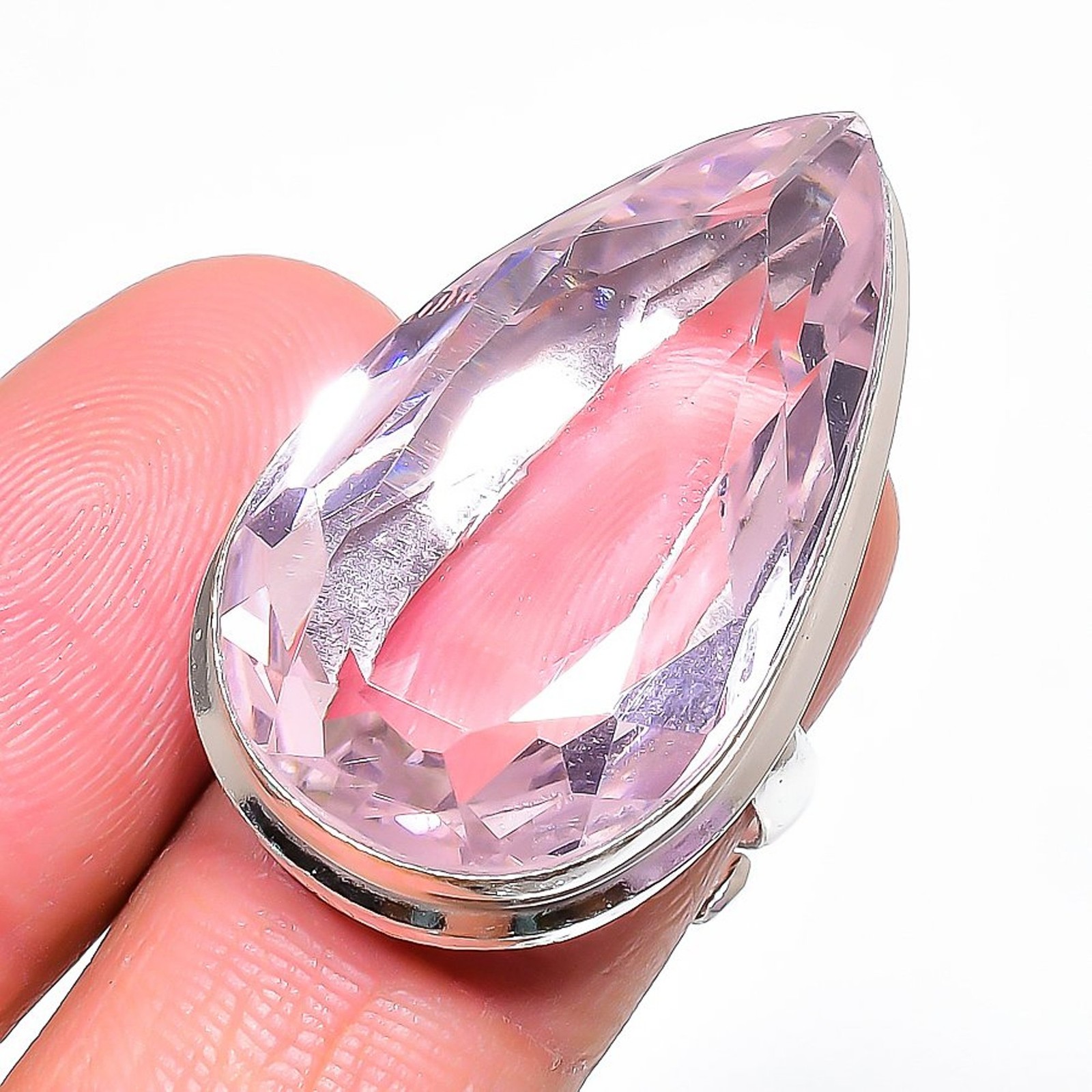 Pink Kunzite Pear Shape Gemstone Adjustable Ring Statement Handmade Gift Jewelry