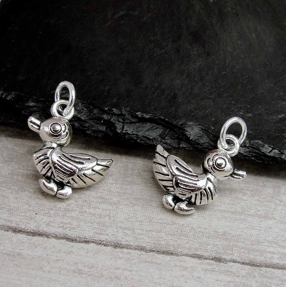 Silver Duck Charm – Ducky Duckling Jewelry – Cute Baby Duck Pendant NEW