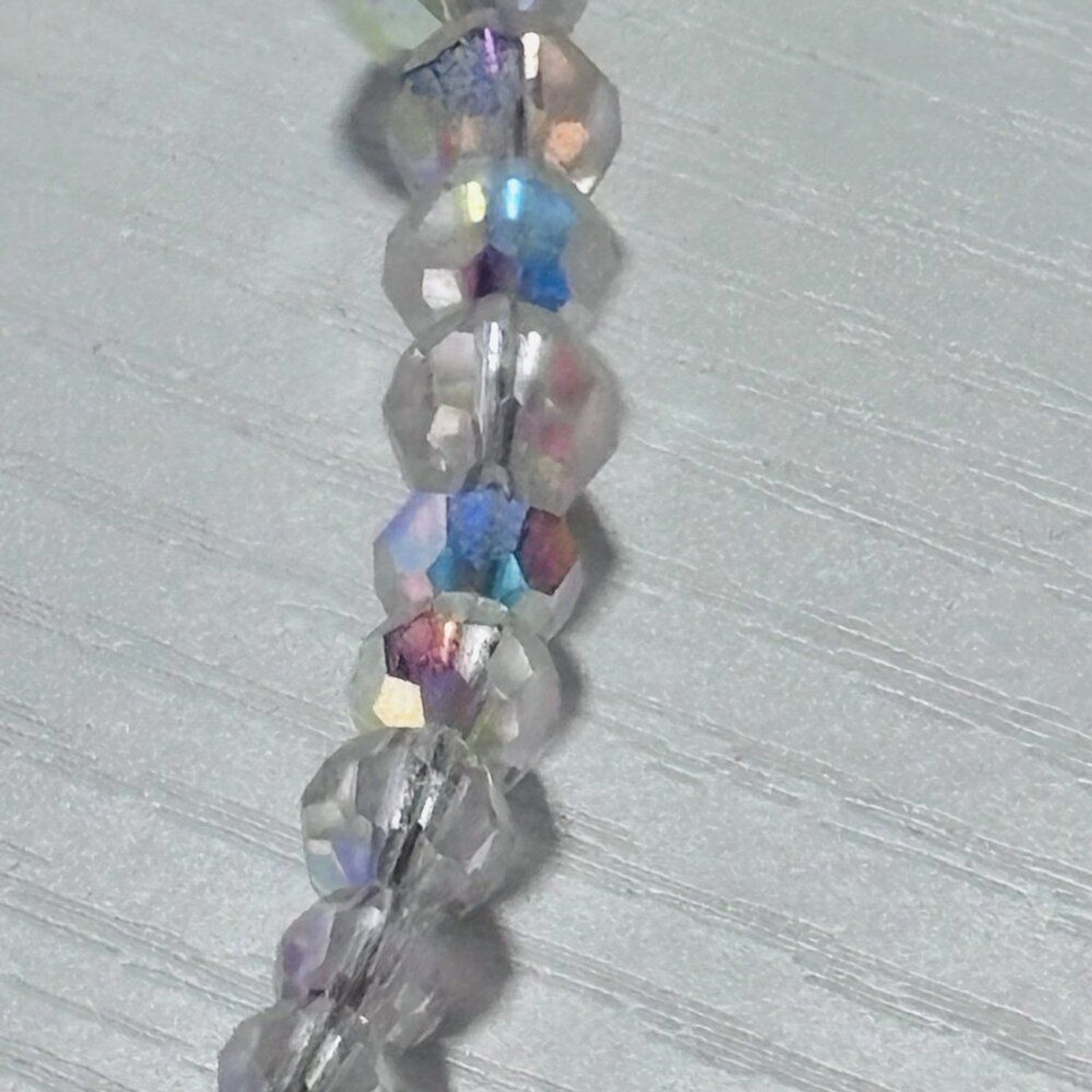 Aurora Borealis Crystal Beaded Necklace Clear AB Sparkle 16”