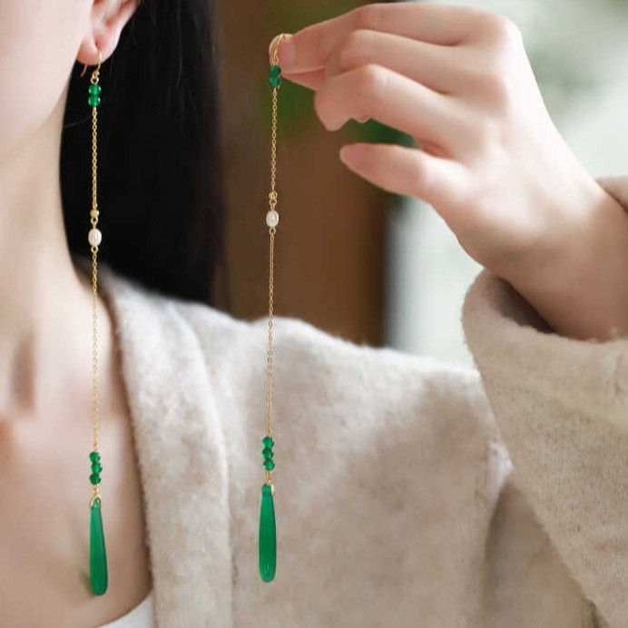 18cm New Chinese Style Long Tassel Earrings Qipao Women’s Accessory
