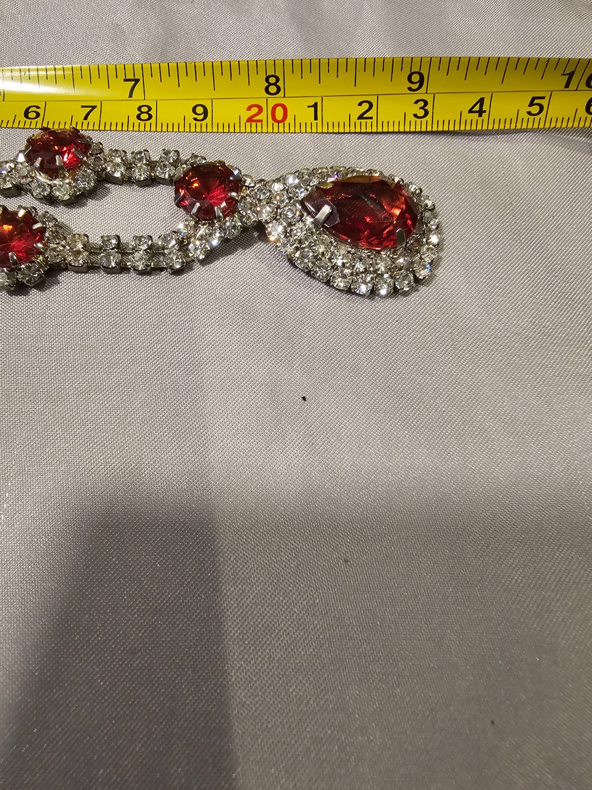 Watermelon Clear Crystal Rhinestone Statement Necklace Glam Evening Costume