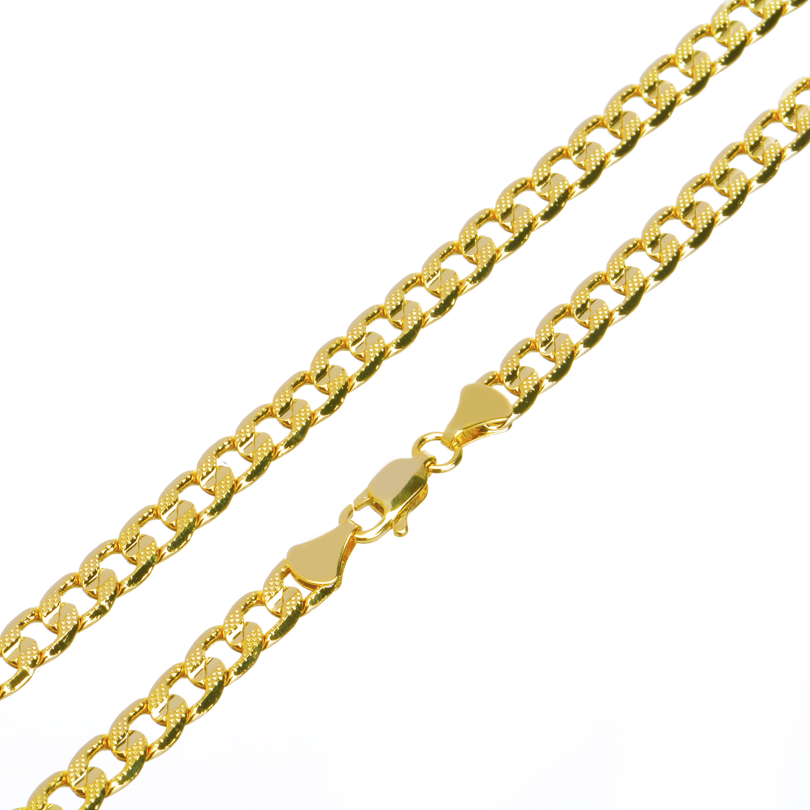 Men’s Solid Gold Plated 7 mm / 30″ Cut Concave Cuban Link Chain Necklace