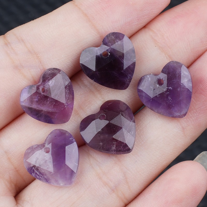 20pcs Mixed Natural Stone Heart Beads 13mm Pendants DIY Jewelry Making Bracelet
