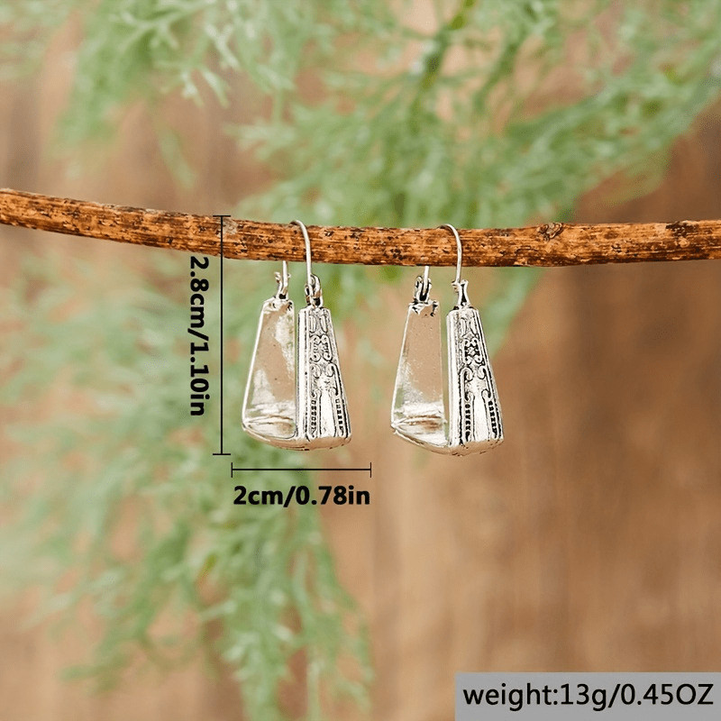 Women’s Retro Carved Pattern Earrings Fashion Pendant Ear Buckle Alloy Jewelry