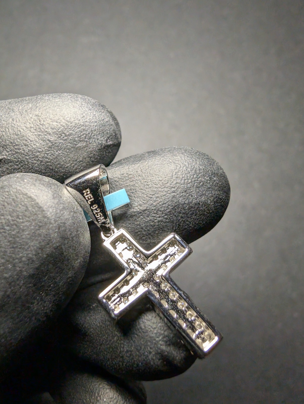 Solid 925 Sterling Silver VVS D Moissanite Small Pave Cross Pendant