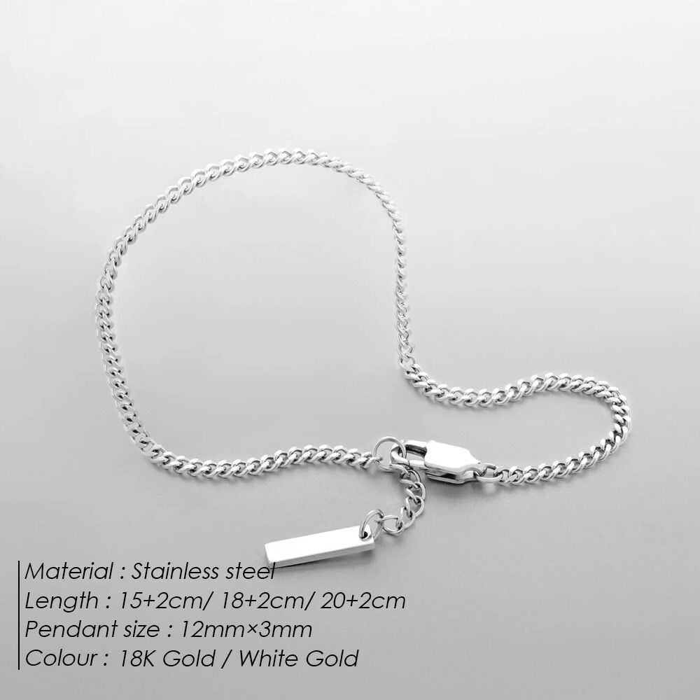 2 Colors Men Women 18K Gold Plated Cuban Curb Chain Bracelet Bangle 3 Lengths