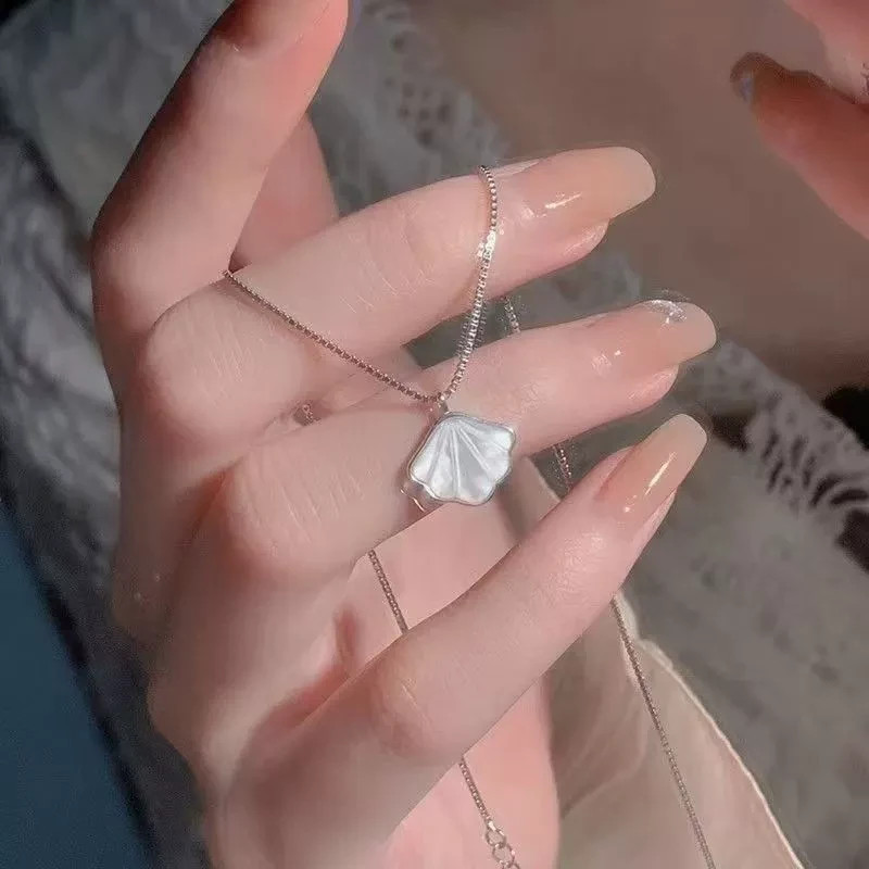 Elegant White Moonstone Fan-shaped Y-drop Square Box Chain Necklace