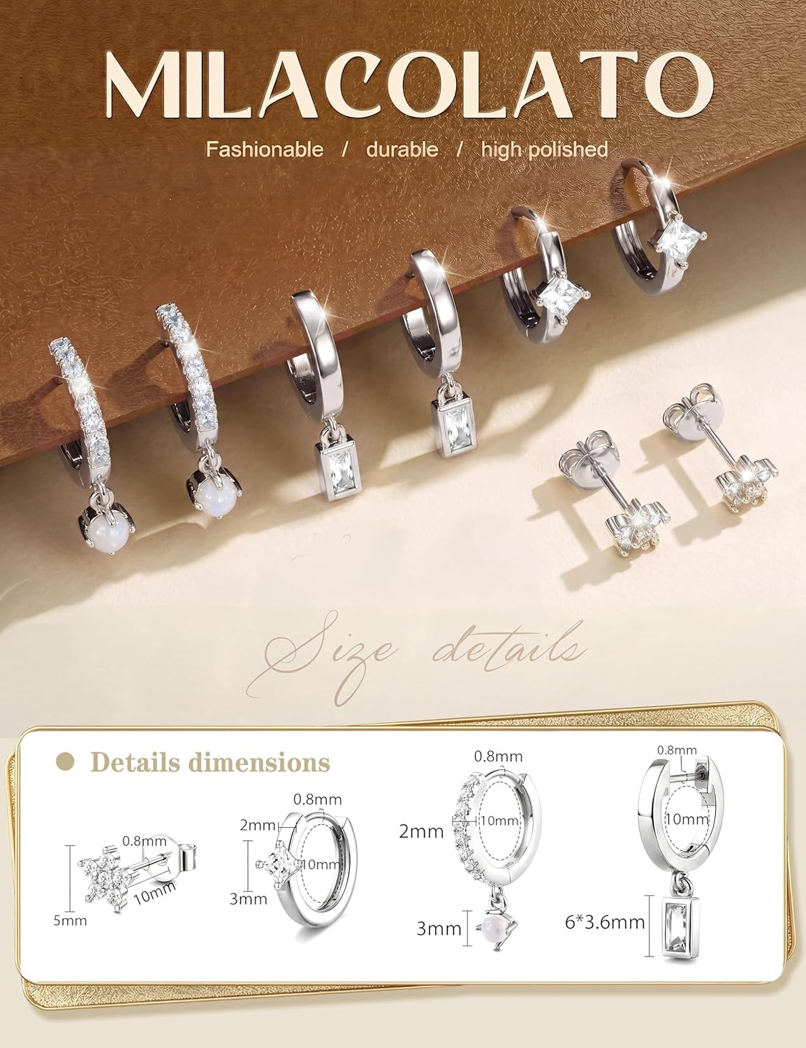 4 Pairs Silver Earrings for Women, Hypoallergenic 14K Gold Filled/Sterling Silve