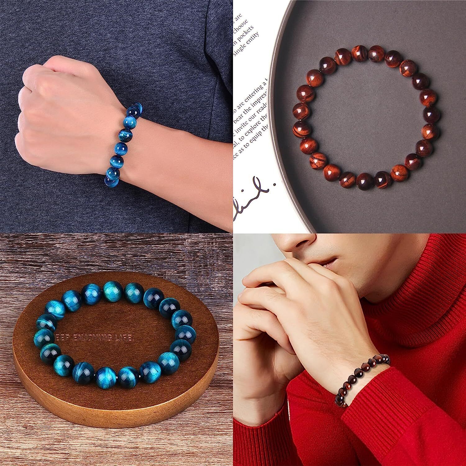5-7 PCS 8mm Gemstone Bracelet for Women Healing Crystal Stone Beaded Bracelets