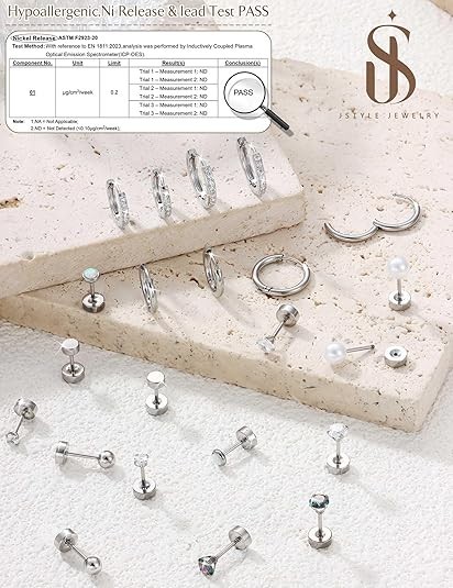 Surgical Steel Earring Sets Gift for Best Friend Mother Women Multiple Piercing