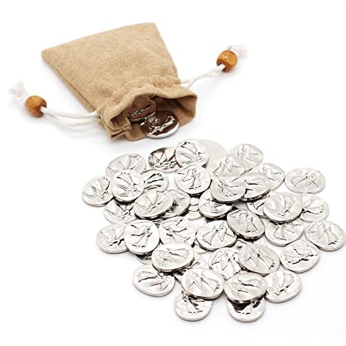 50 Pcs Spirit Guardian Angel Token – Good Luck Pocket Coin 50pcs Angel(silver)