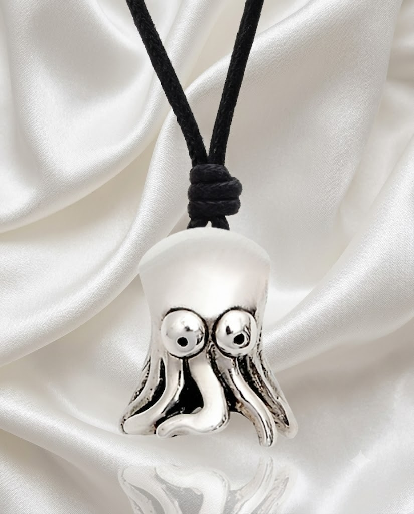 Cute Octopus 92.5 Sterling Silver Pewter Brass Charm Necklace Pendant Jewelry