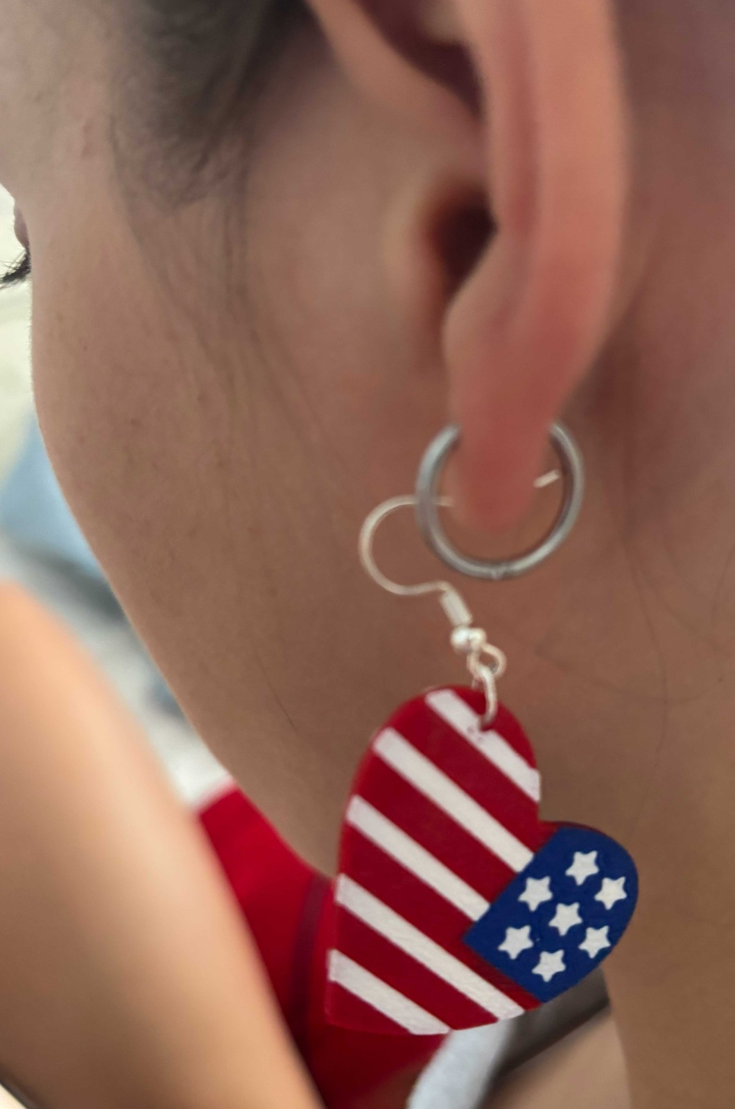 4th of July Earrings 3 Pair Set USA Flag Heart Star Ice Pop Patriotic