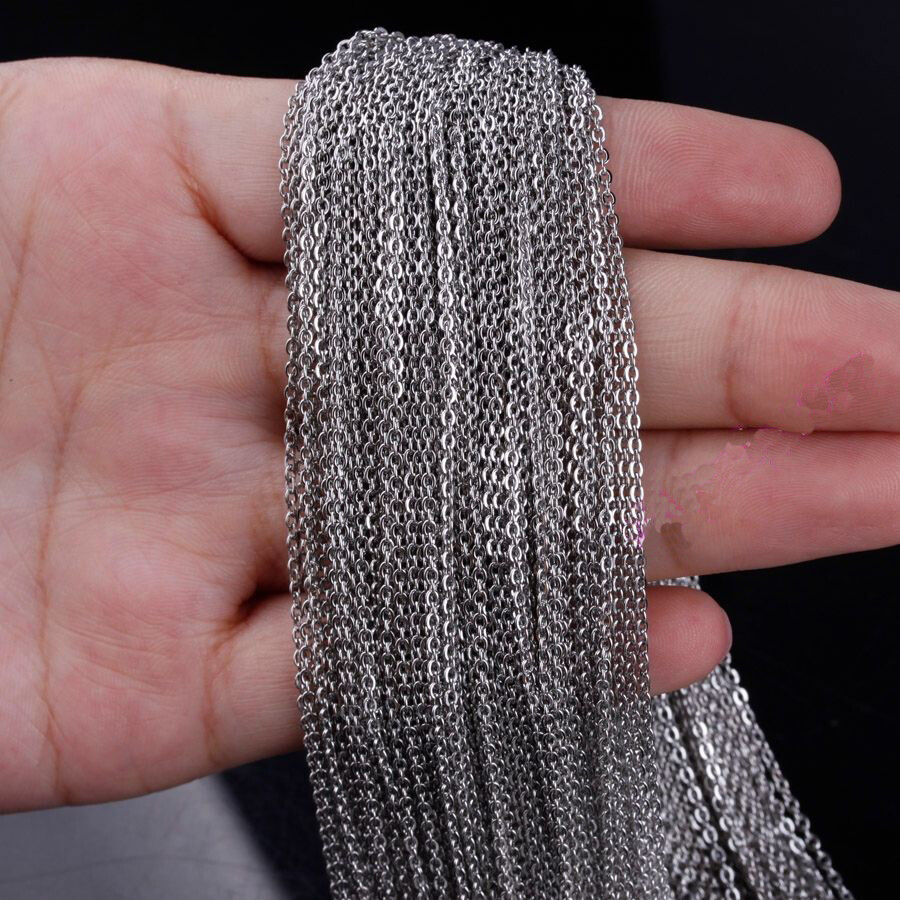 1.5/2/2.4/3mm 100pcs/Lot Stainless Steel Silver Cross Chain Men Necklace Finding