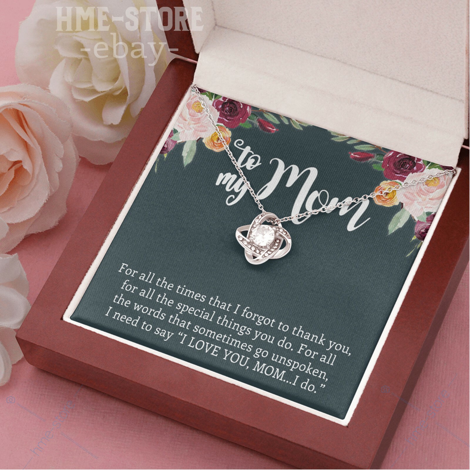 To My Mom Necklace Love Knot I Love You Thank Mother Day Gifts From Son Daughter