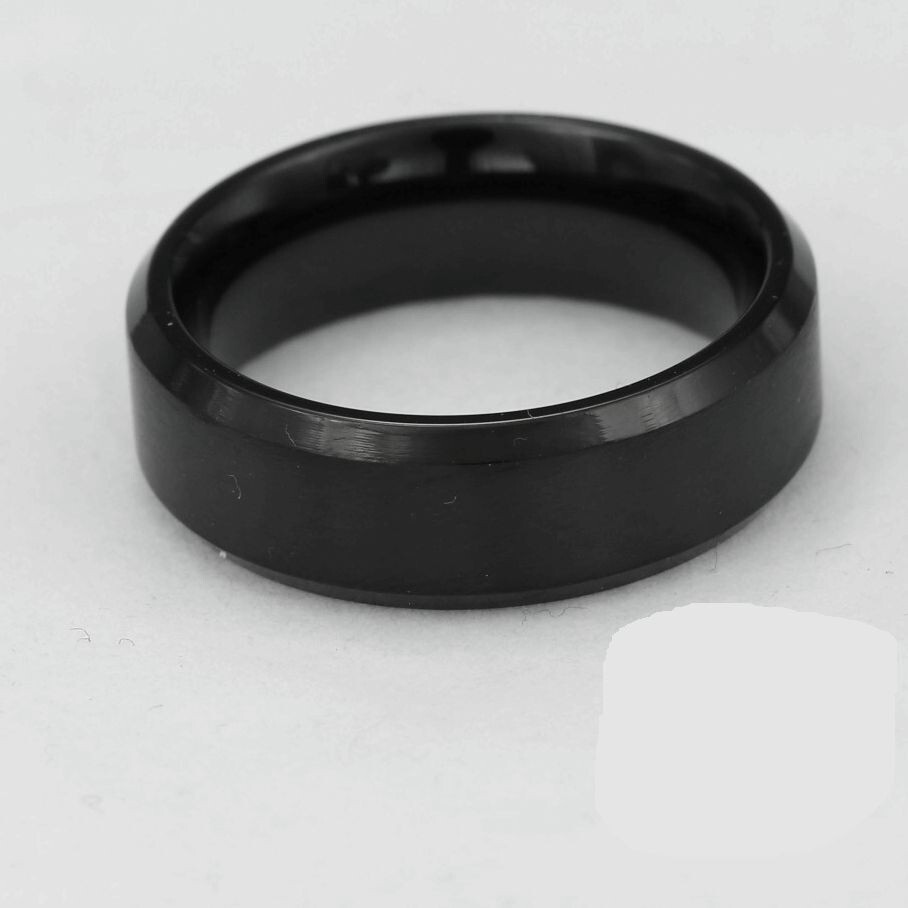 DG Mens Stainless-Steel Black Ion-Plated 8mm Band Rings,Unisex 9 10,11 12 13 Box