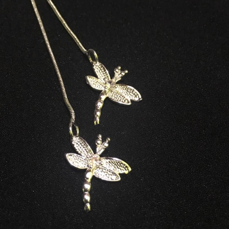 DOTEFFIL 925 Sterling Silver Dragonfly Two Dragonfly Pendant Necklace for Women