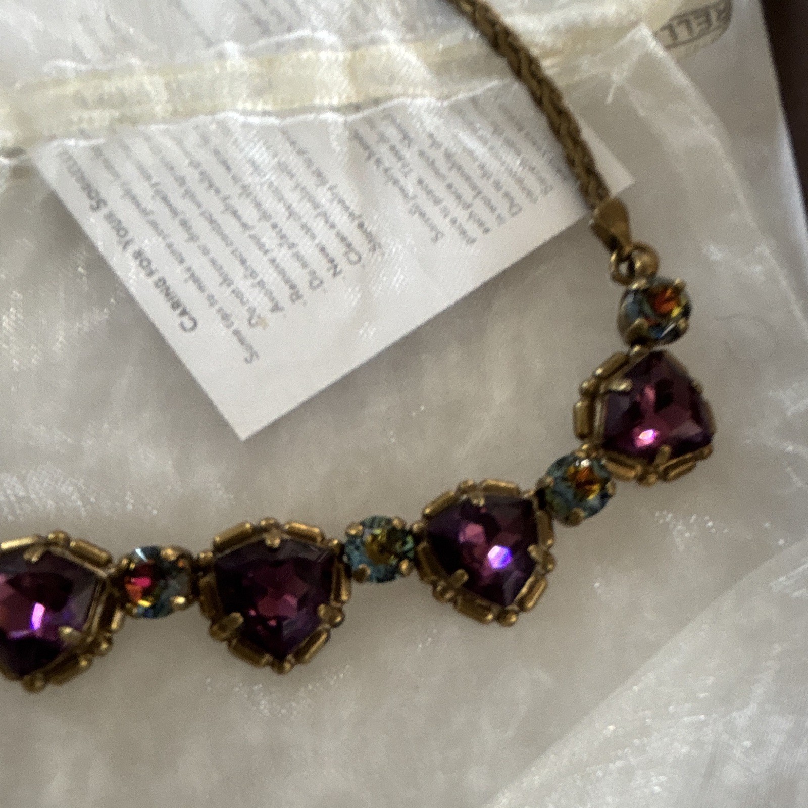 Sorrelli Gold Tone Rope Chain Purple Crystal Heart Station Necklace, 3210