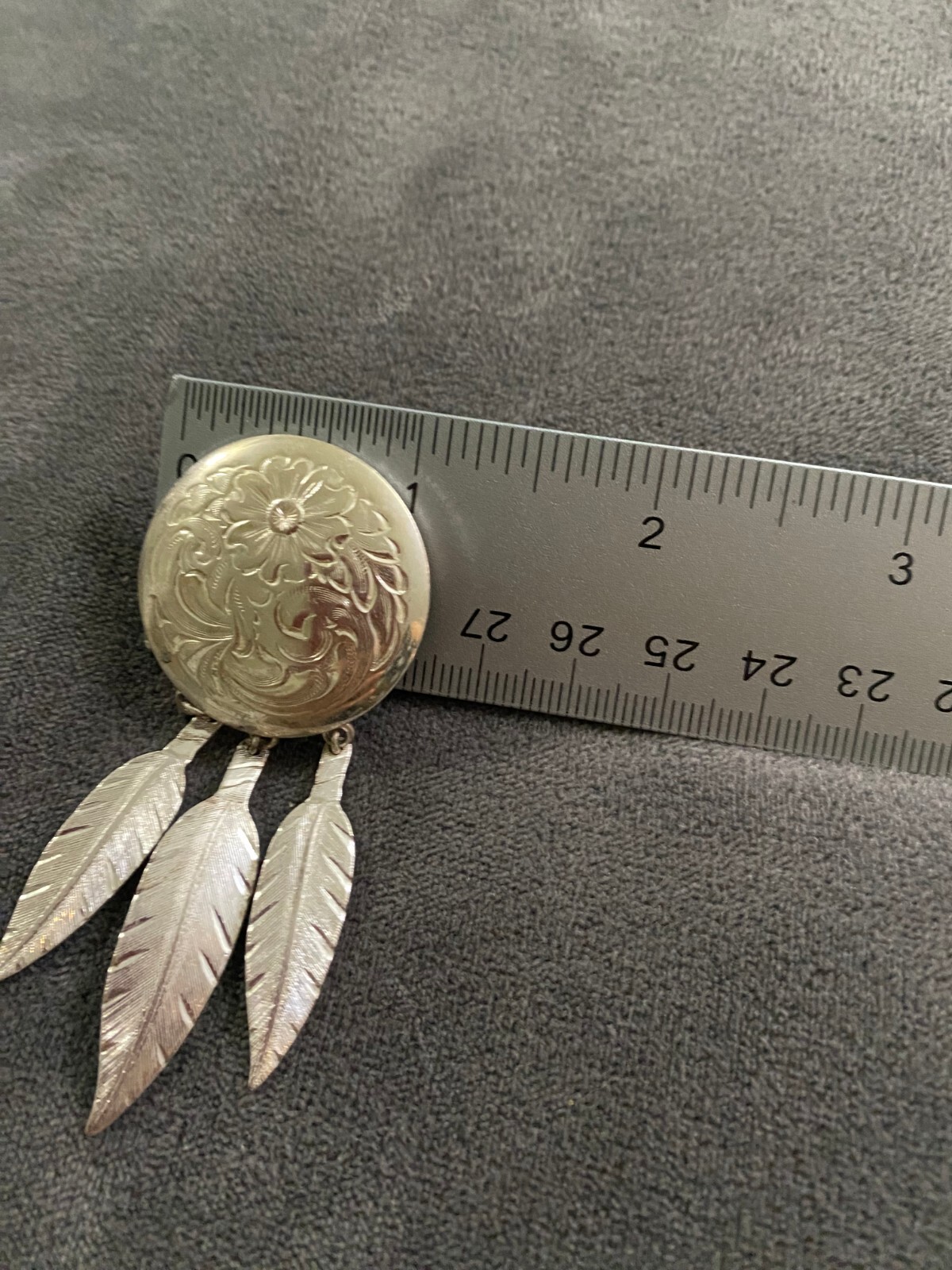 Montana Silversmiths Sterling Silver Plate Pin Broch Flower Filigree Feathers