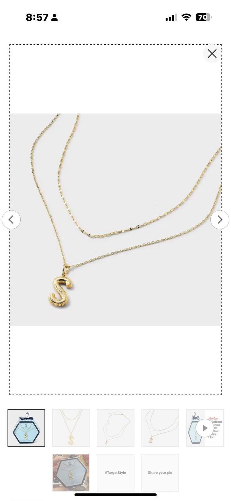 14k Gold Dipped Cubic Zirconia Duo Necklace – Letter M – A New Day