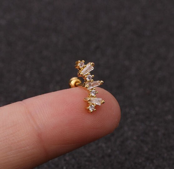 Beautiful Gold Silver Rose Cartilage Helix Conch Earrings Surgical steel B2