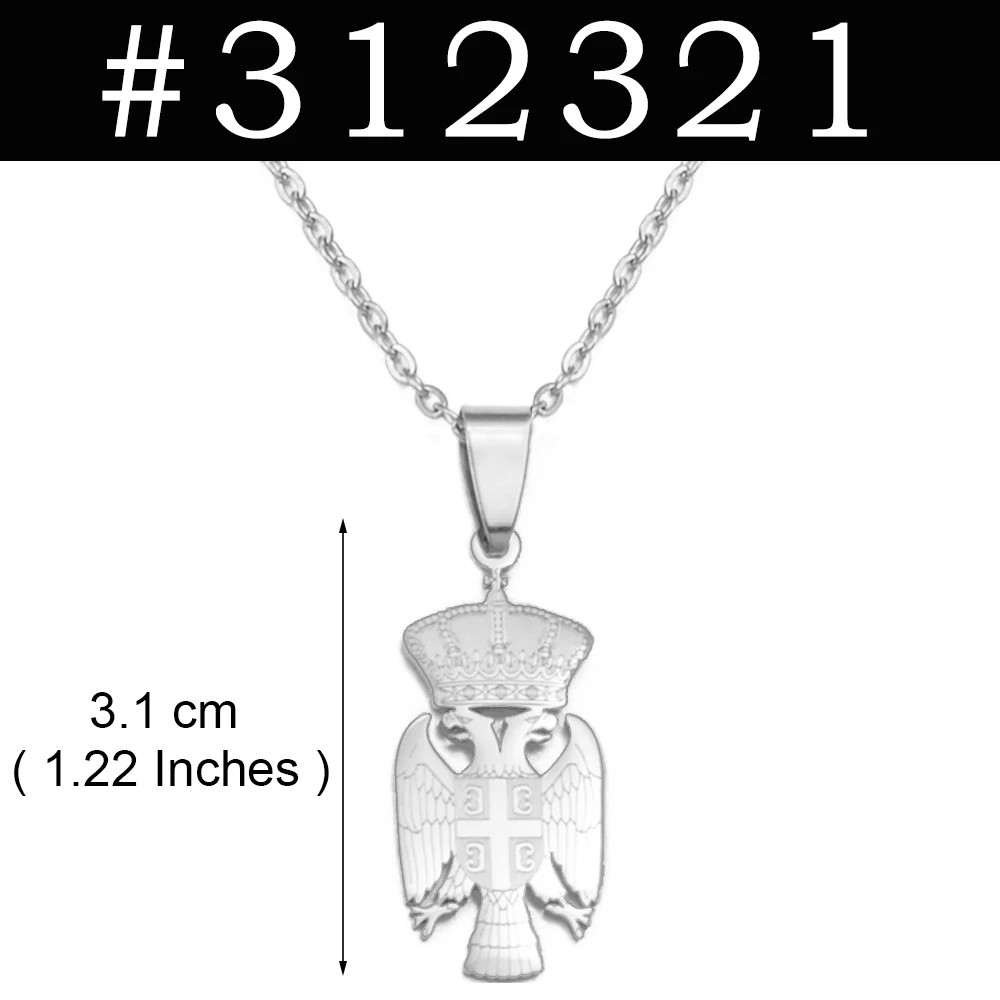3.1cm Serbia Eagle Pendant Necklaces Stainless Steel Material for Women G
