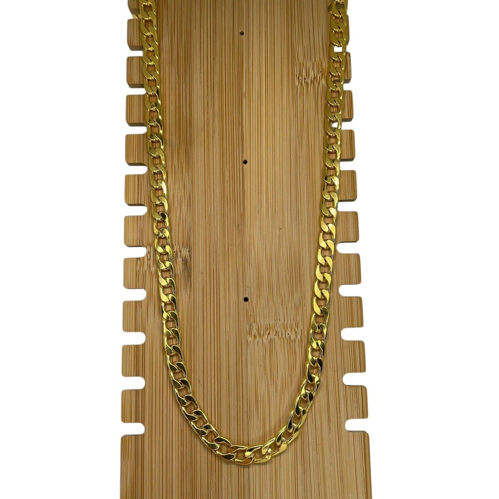 Gold Plated Cuban Chain Necklace Mens 24” (8mm) Bling Flashy Everyday Wear Thick