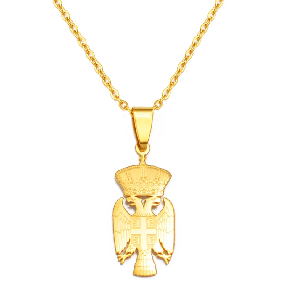 3.1cm Serbia Eagle Pendant Necklaces Stainless Steel Material for Women G
