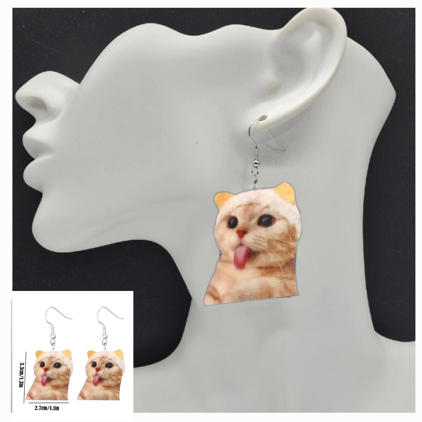 Women’s Fashion Novelty Cat Jewelry Resin Earrings Brat Kitte 90