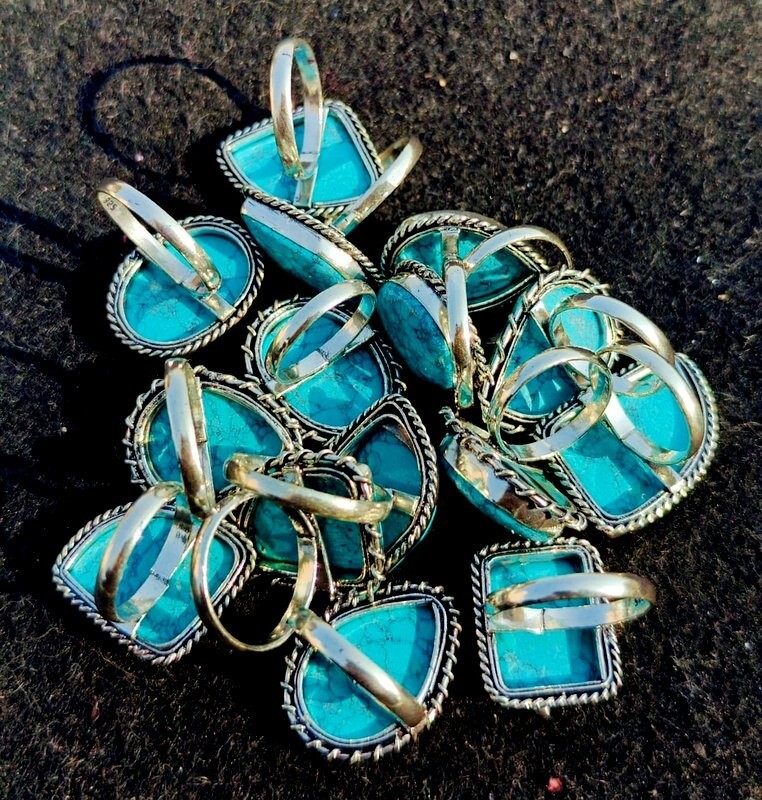 “Wholesale Lot of Turquoise Gemstone Rings – 925 Sterling Silver Plated Jewelry”