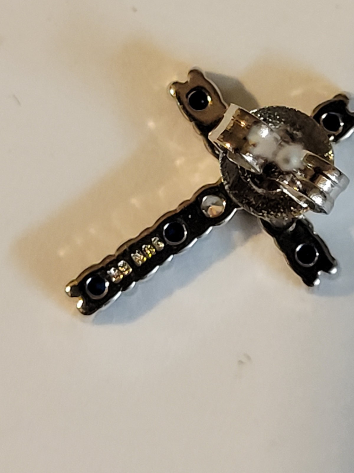 Lab-Created Sapphire Cross Earring and Pendant Set