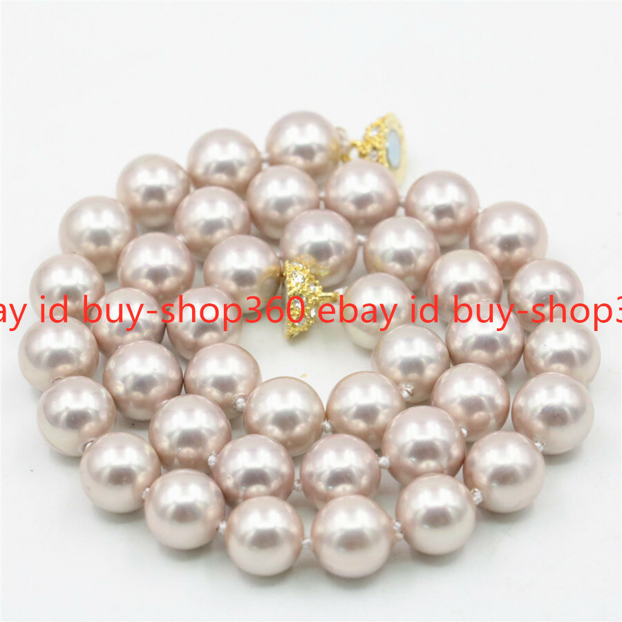 Beatutiful 8mm 10mm 12mm Sea South Shell Pearl Round Beads Necklace 18-36”