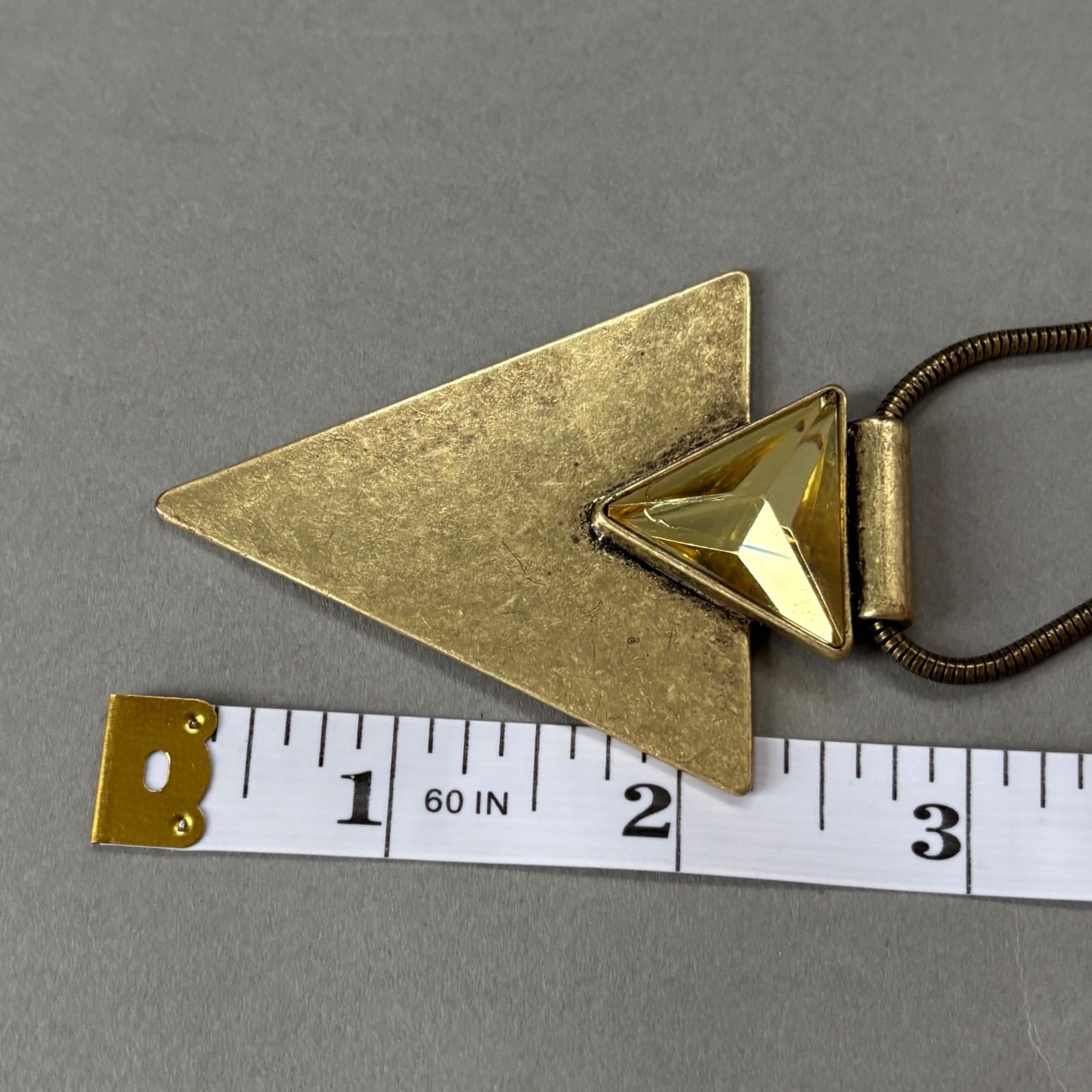 Jenny Bird Triangle Necklace Distressed Look Pendant Rhinestone WEAR TO CHAIN