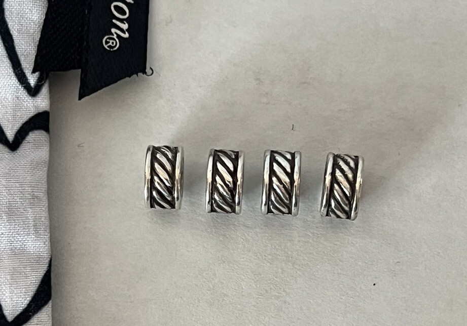BRIGHTON Lot of 4 Spacer Beads Silverplated Bead Oval Twist Slide