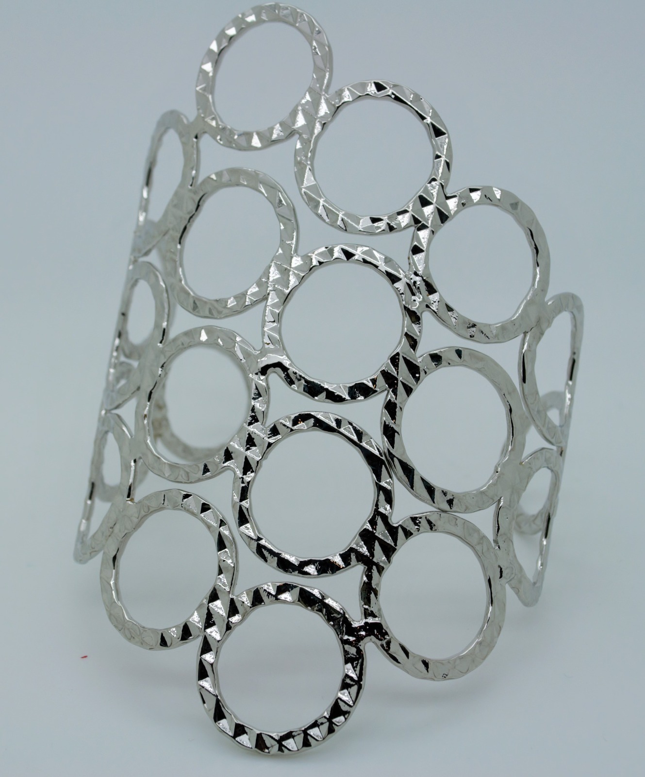 Fashion 3pc silvertoneshiny metel open bangles bracelet