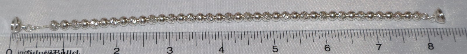 Milor Sterling Silver Textured Bead 8 inch Magnetic Clasp Bracelet