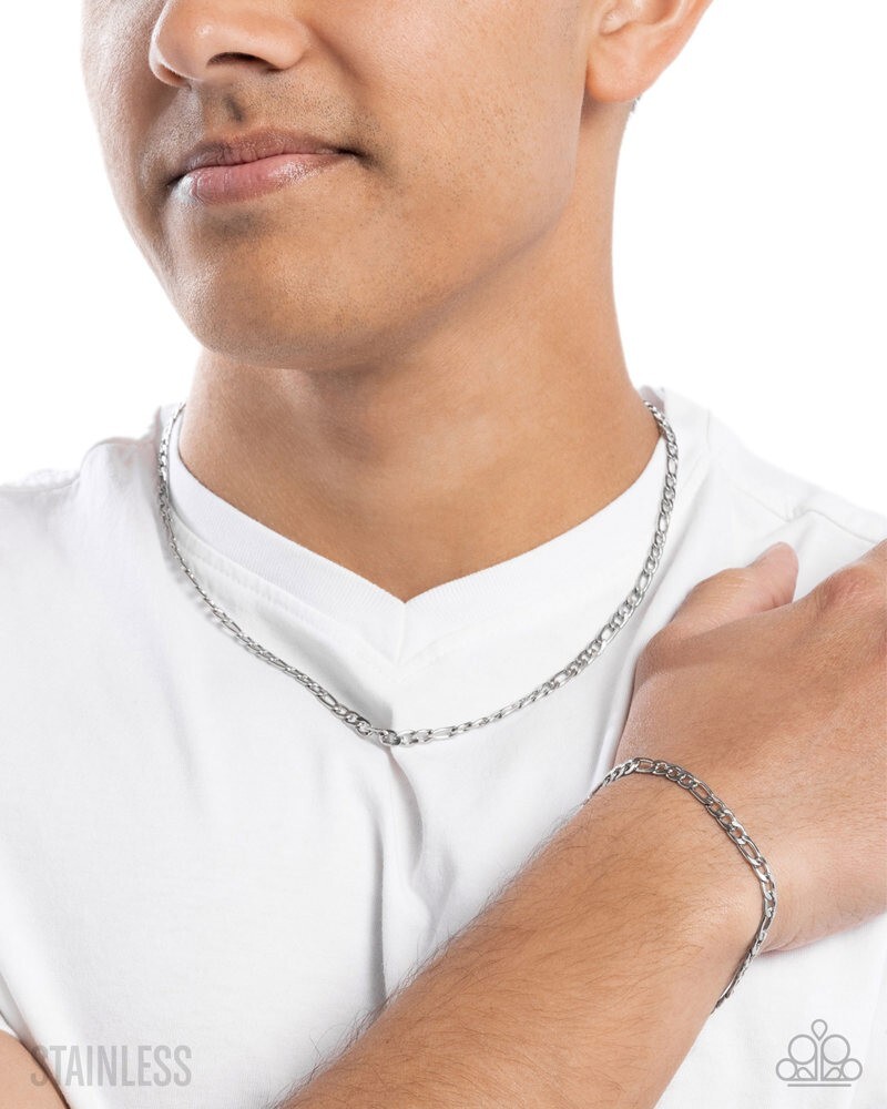 Paparazzi Capable Chain – Silver – Stainless Steel Figaro Chain – Unisex Necklac