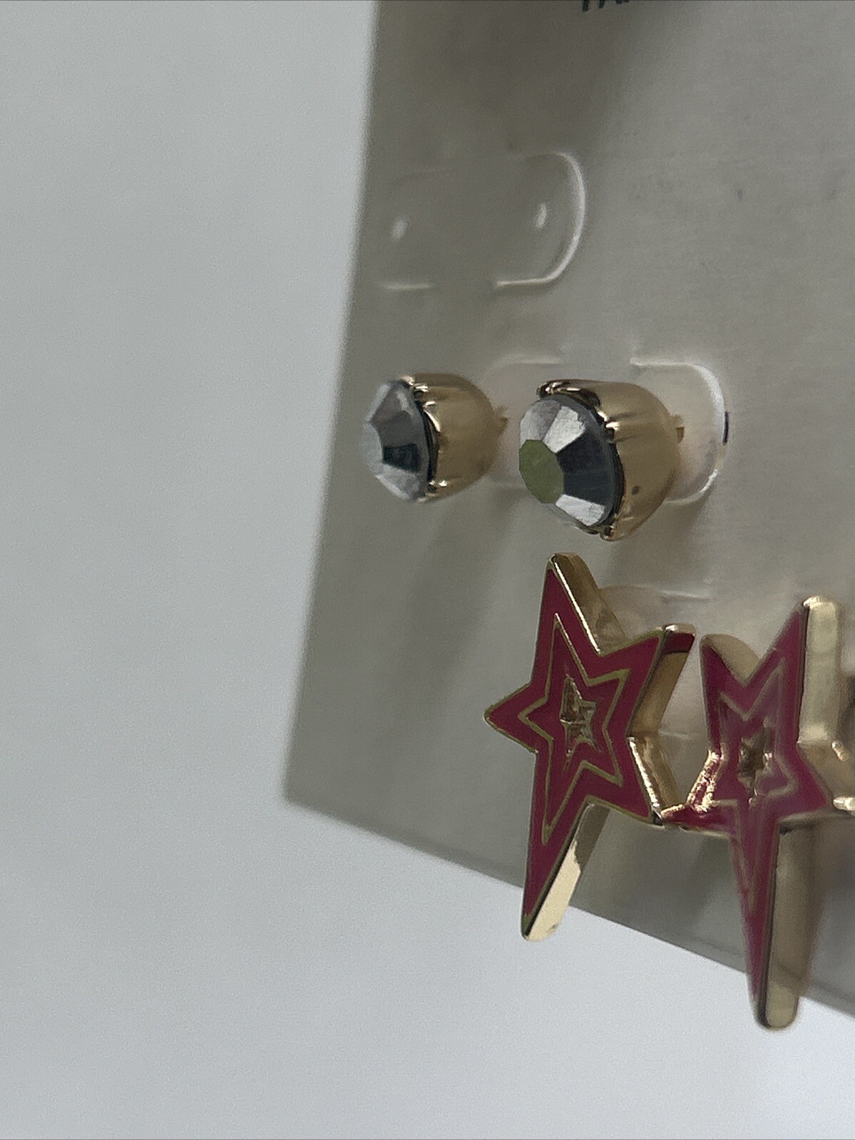 Karl Lagerfeld Paris Post & Stud Earrings, Gold Tone, Pink Stars, 2-Pair Set