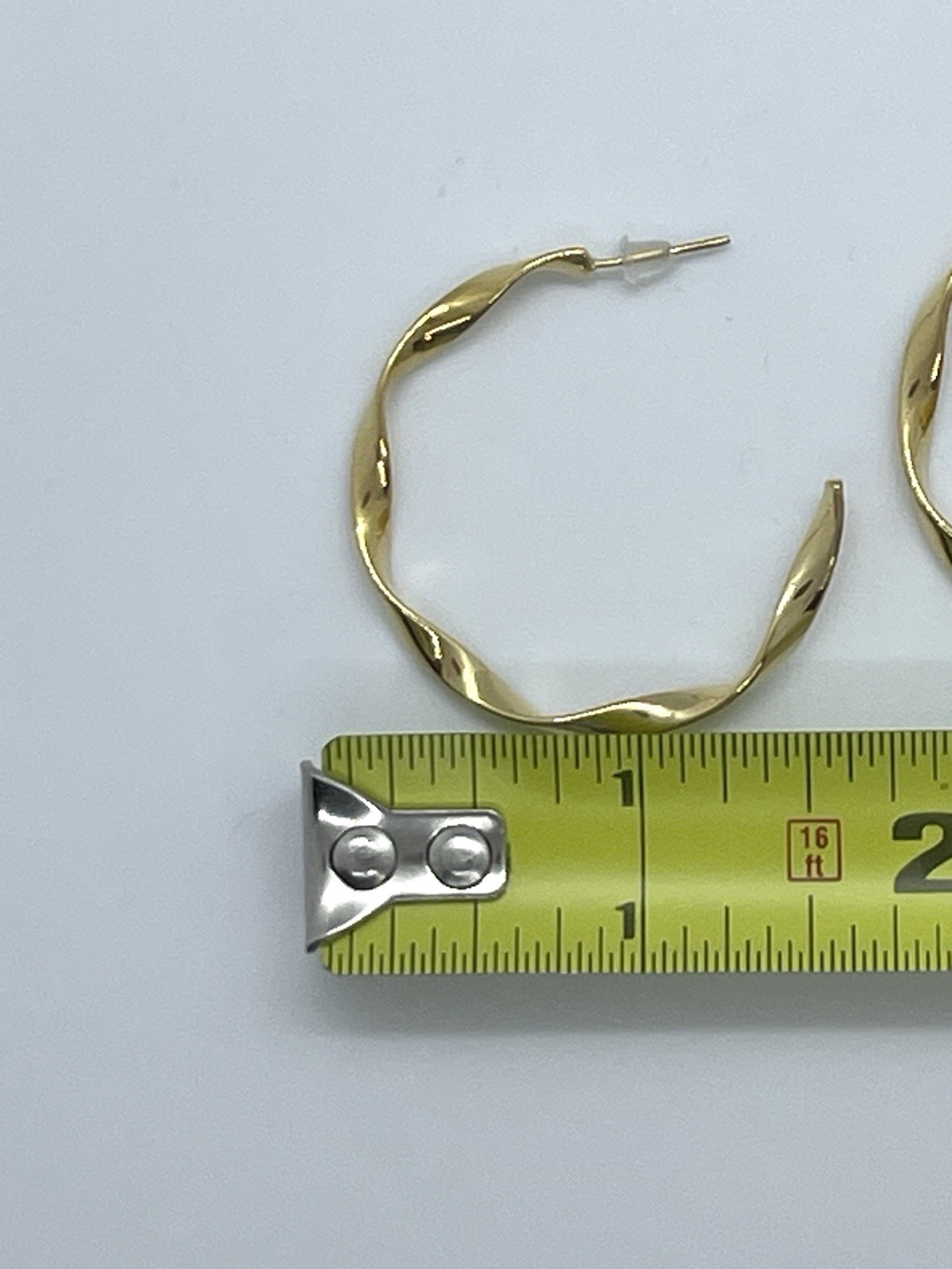 Gold Twisted Hoop Earrings Bold Medium Wave Wavy Statement Chunky Hoop C-Shaped