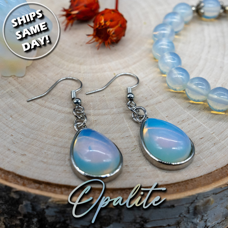 Opalite Crystal Teardrop Earrings Silver Hook Jewelry Accessory Blue Dangle Drop