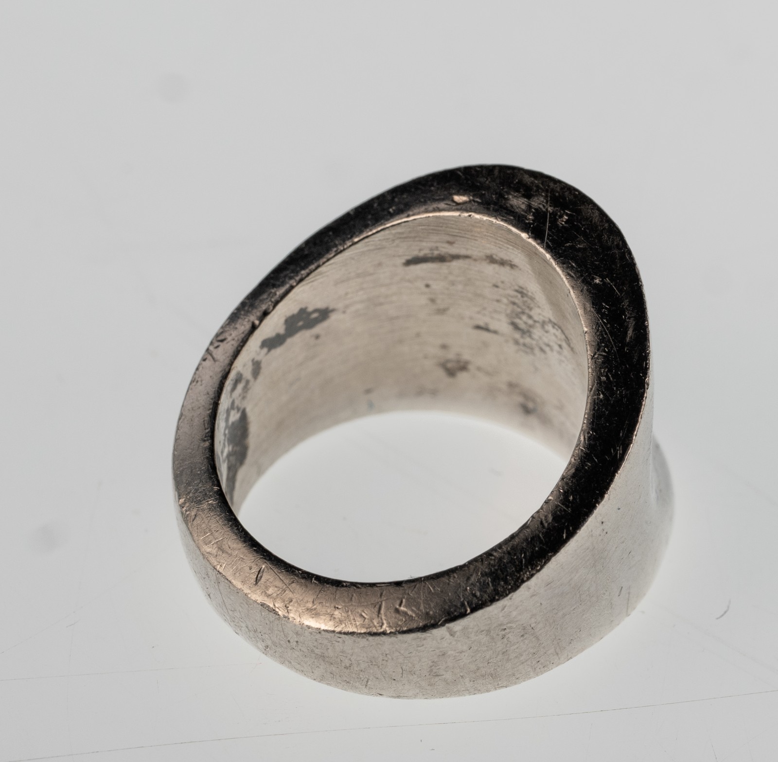 Chunky Concave 12g Sterling Silver Ring US Sz 5 23mm Mexico? USED Visible Wear