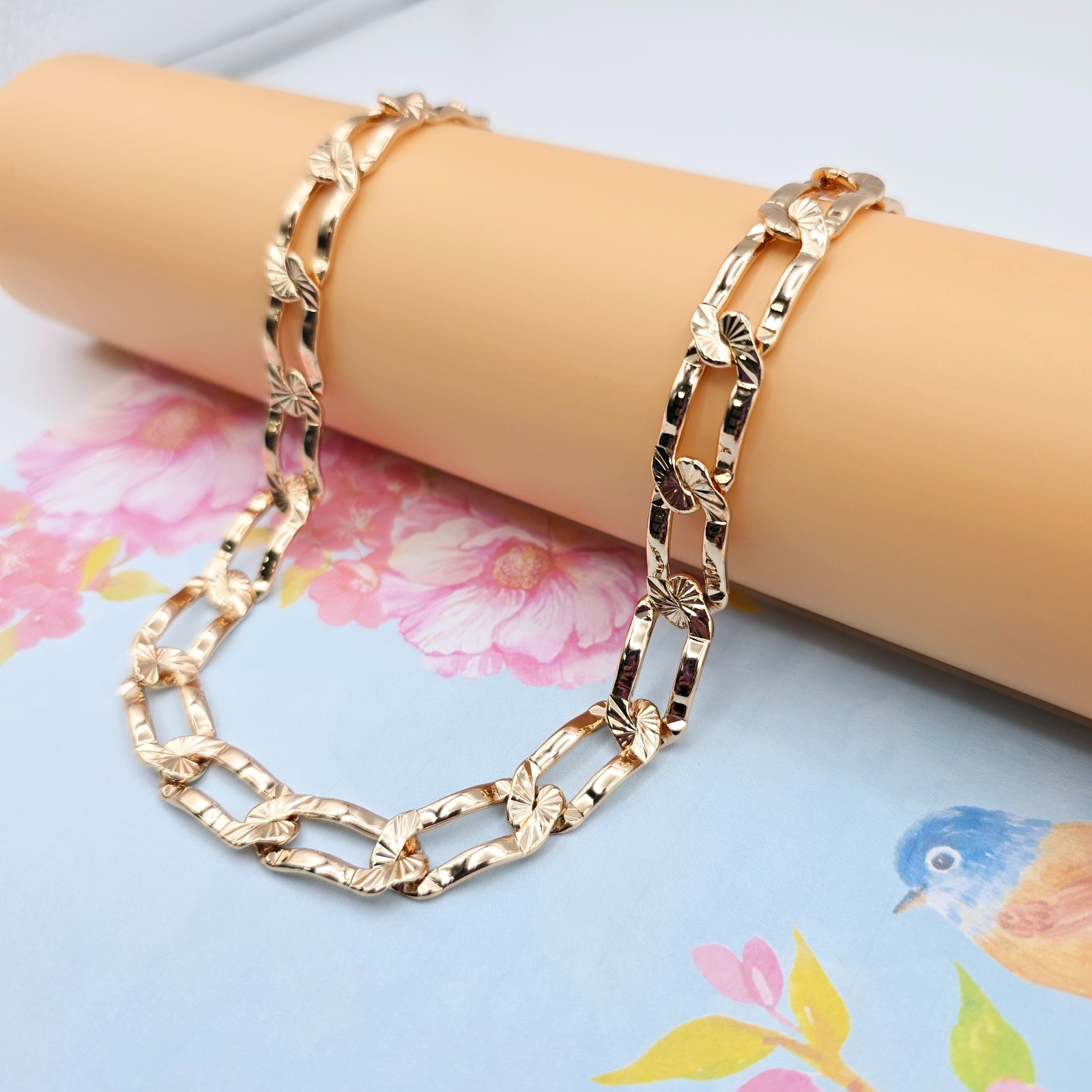 Chunky Link Necklace in High Shine Finish – 19.7 Inch, XPNL0071 Rose Gold