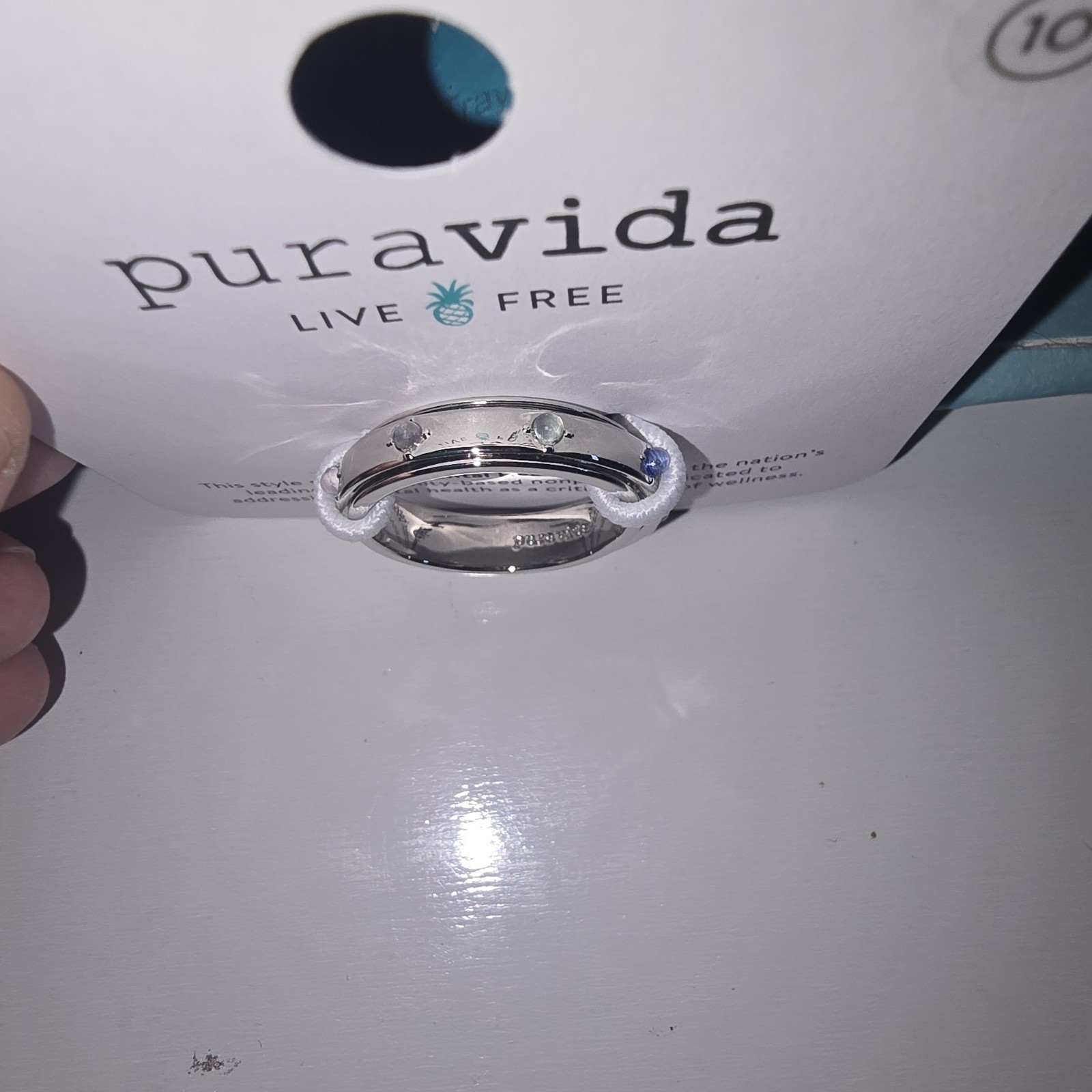 PURAVIDA MENTAL HEALTH AWARENESS FIDGET RING Silver Tone Sz 10 msrp $24.00