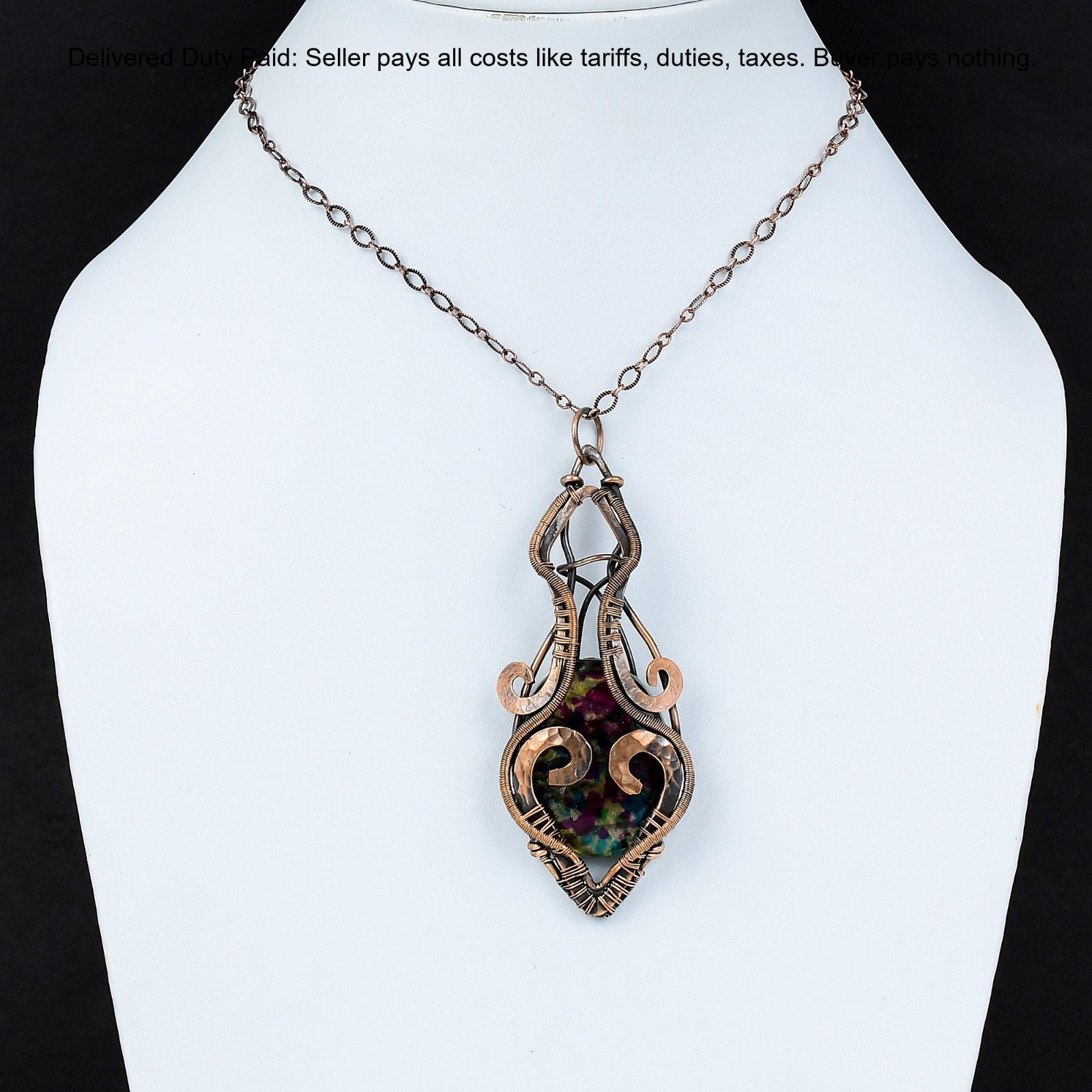 Multi Fire Labradorite Stone Copper Wire Wrapping Mother’s Day Pendant Jewelry