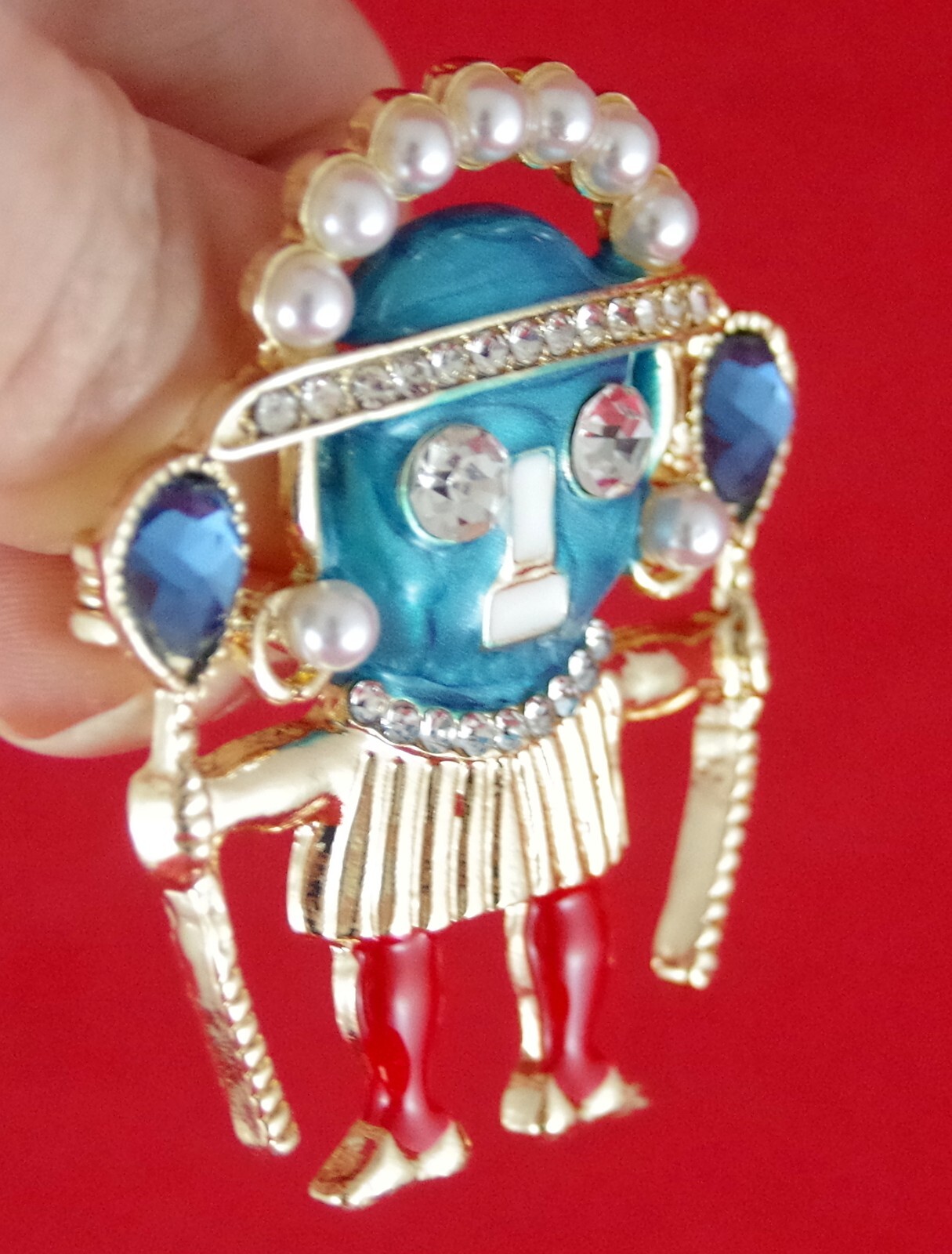 2″ NWOT UNSIGNED KENNETH JAY LANE INSPIRED WITCH DOCTOR WARRIOR BROOCH PIN
