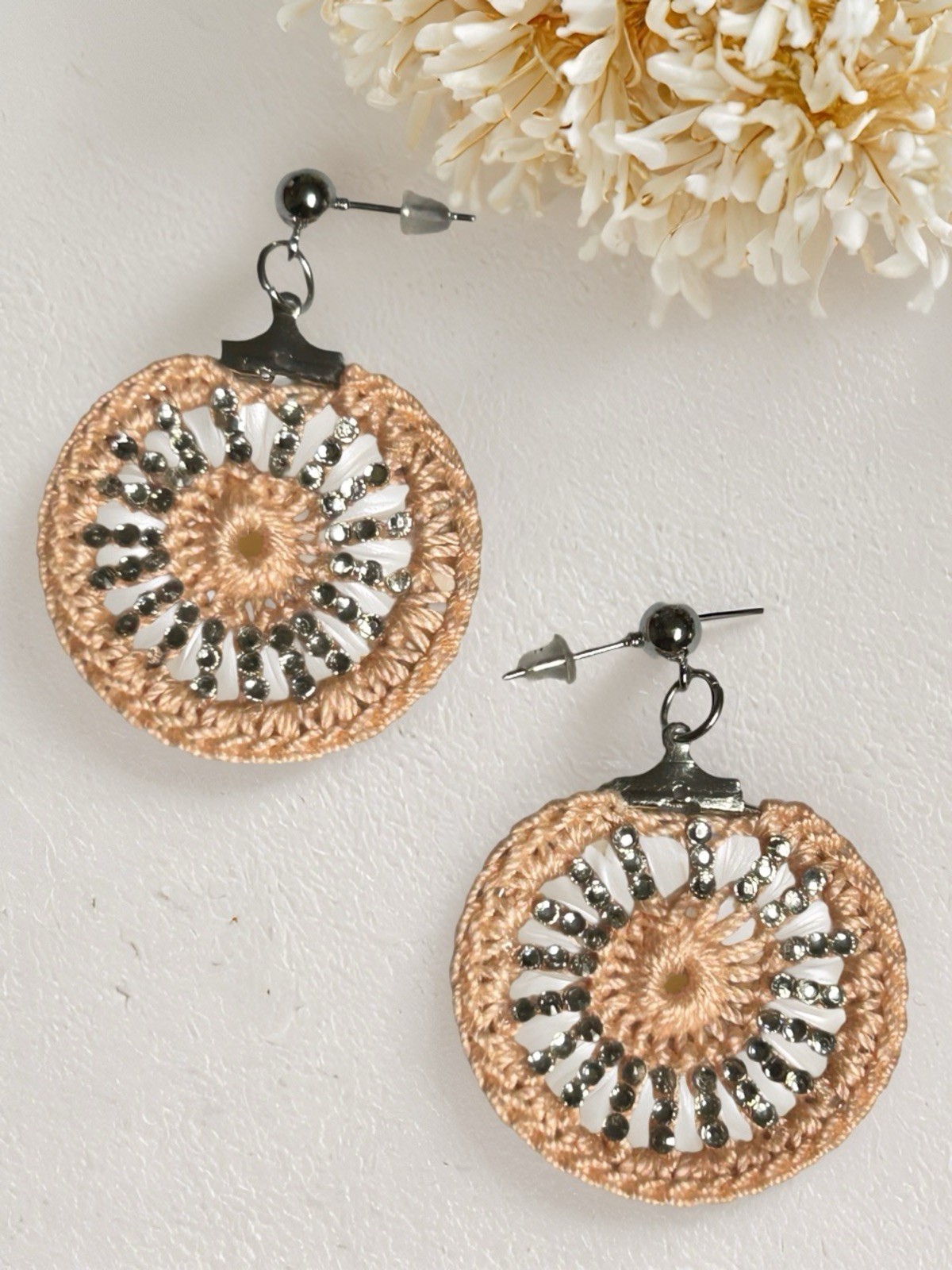 Icy Boho Earrings New Surgical Steel Ear Wire In Beige