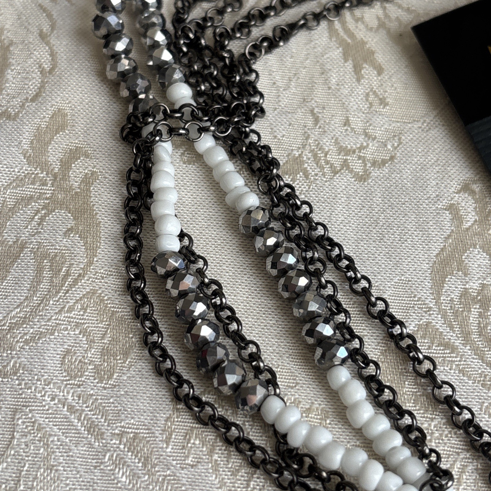 Park Lane Chic Earrings Hematite Tone Interlocking Circles & Unsigned Necklace